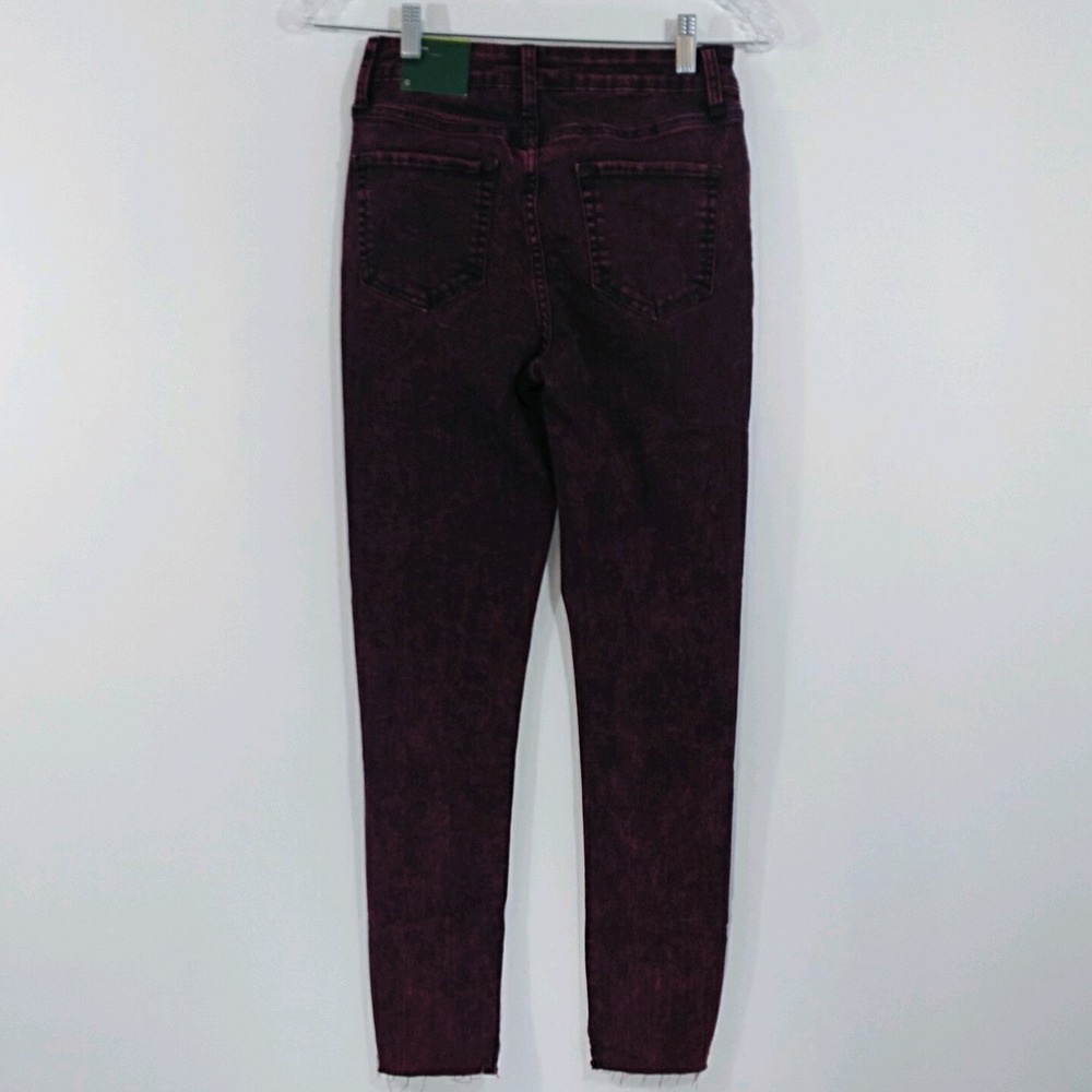 Wild Fable High Rise Skinny Jeans Size 0 Burgundy Cut Off Hem
